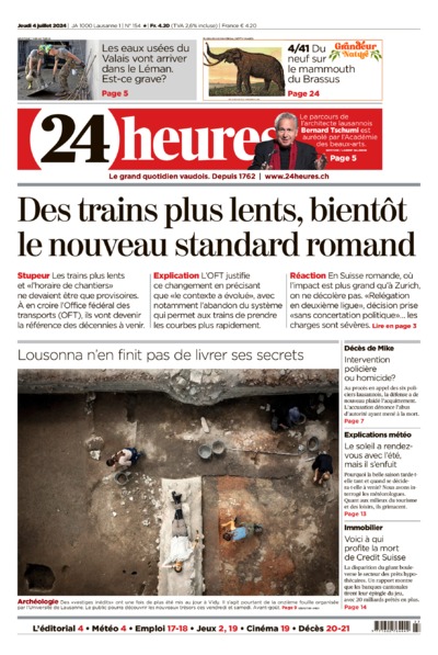 Dernière édition du journal 24 heures