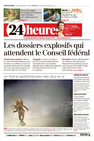 Dernière édition du journal 24 heures