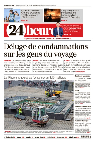 Dernière édition du journal 24 heures