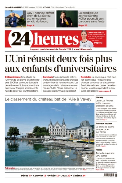 Dernière édition du journal 24 heures