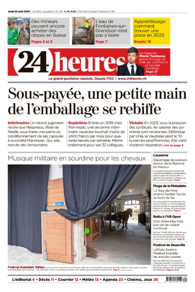 Dernière édition du journal 24 heures