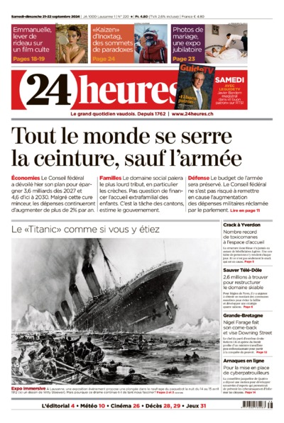 Dernière édition du journal 24 heures