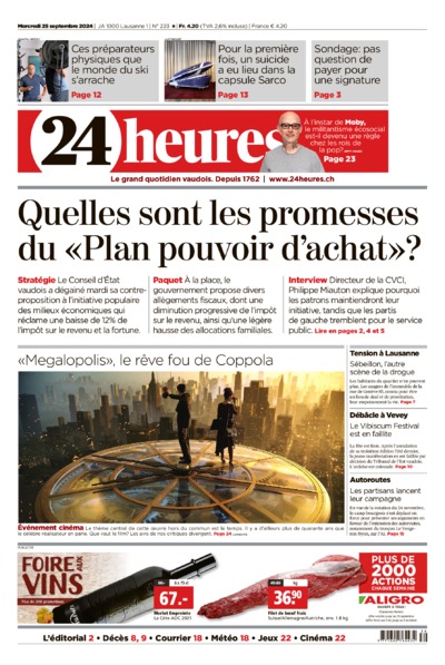 Dernière édition du journal 24 heures