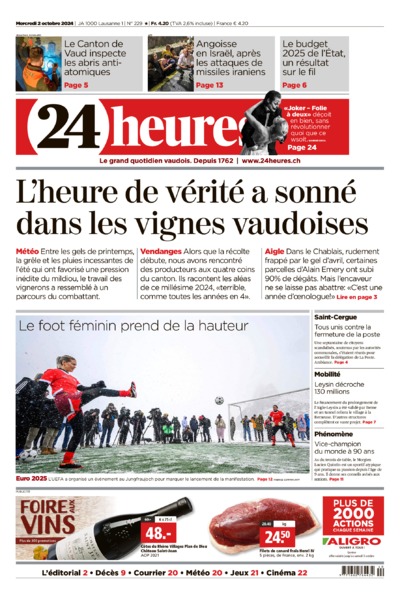 Dernière édition du journal 24 heures