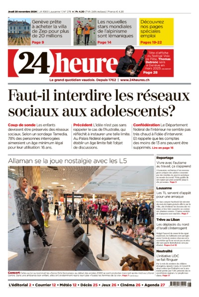 Dernière édition du journal 24 heures