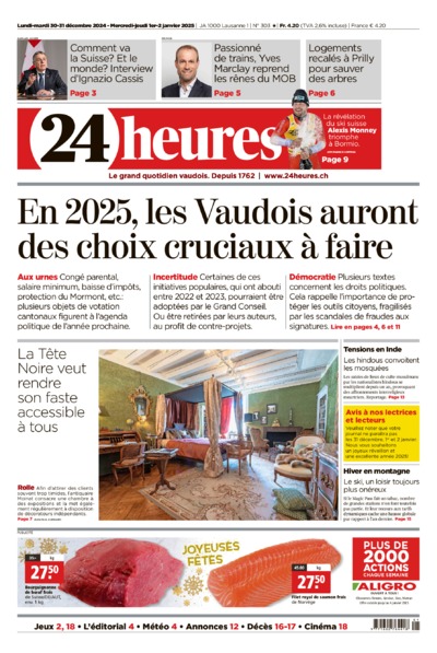 Dernière édition du journal 24 heures