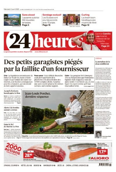 Dernière édition du journal 24 heures
