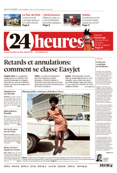 Dernière édition du journal 24 heures