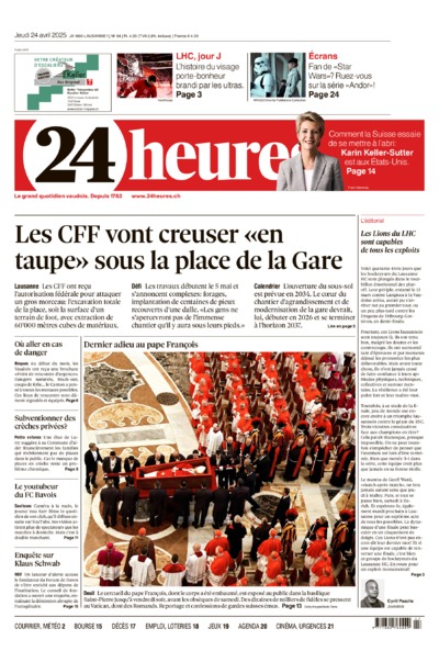 Dernière édition du journal 24 heures