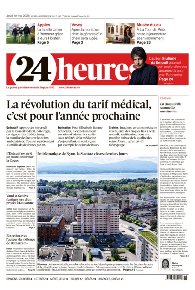 Dernière édition du journal 24 heures