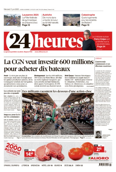 Dernière édition du journal 24 heures