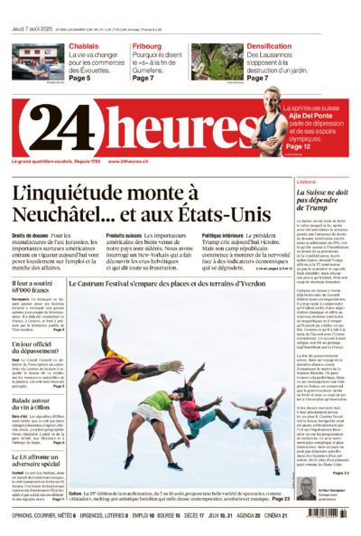 Dernière édition du journal 24 heures