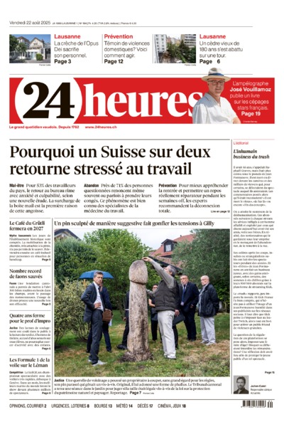 Dernière édition du journal 24 heures