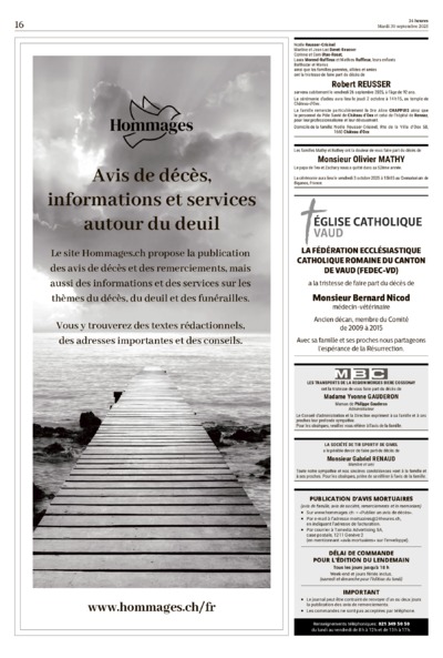Dernière édition du journal 24 heures