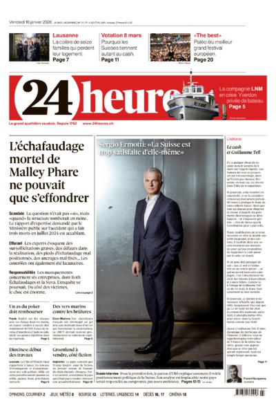Dernière édition du journal 24 heures