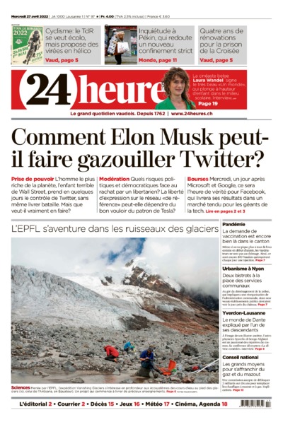 Dernière édition du journal 24 heures