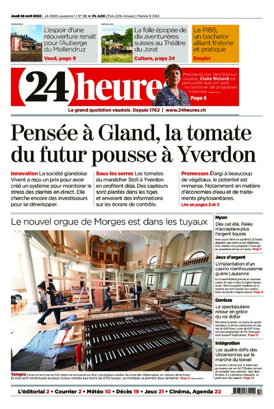 Dernière édition du journal 24 heures