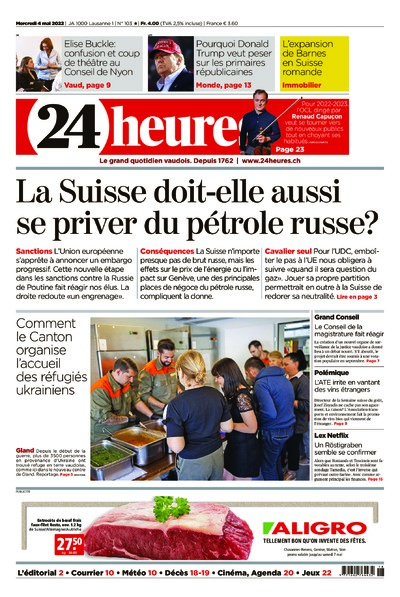 Dernière édition du journal 24 heures