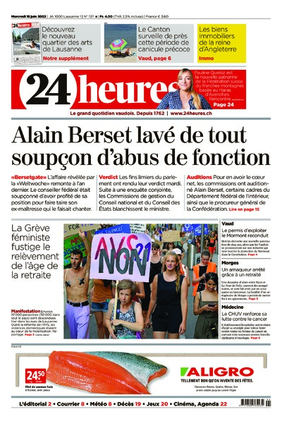 Dernière édition du journal 24 heures