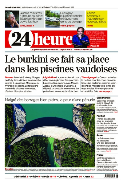 Dernière édition du journal 24 heures