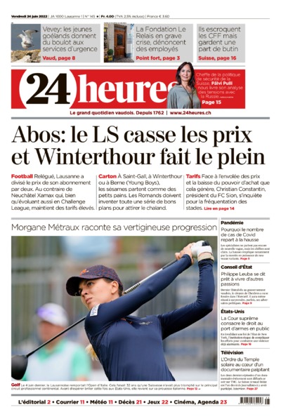 Dernière édition du journal 24 heures
