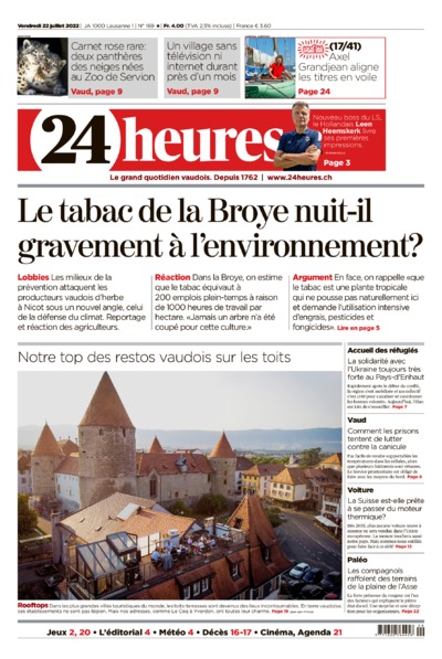 Dernière édition du journal 24 heures