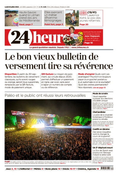Dernière édition du journal 24 heures