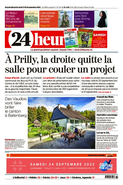 Dernière édition du journal 24 heures
