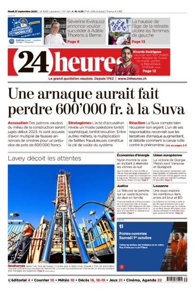 Dernière édition du journal 24 heures