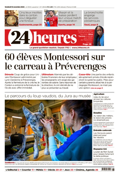 Dernière édition du journal 24 heures