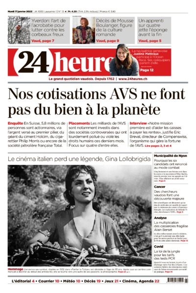 Dernière édition du journal 24 heures