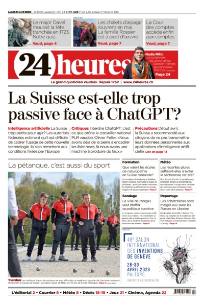 Dernière édition du journal 24 heures