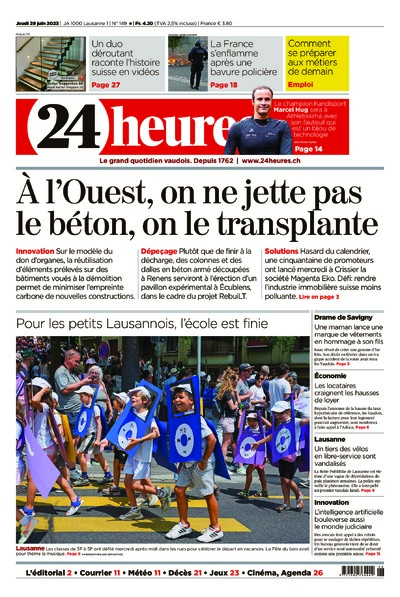 Dernière édition du journal 24 heures