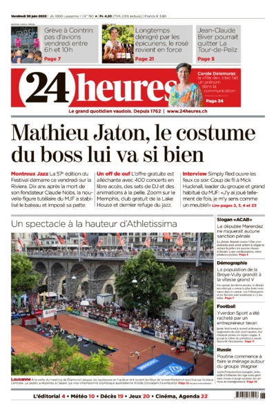 Dernière édition du journal 24 heures