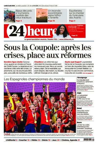 Dernière édition du journal 24 heures