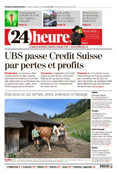 Dernière édition du journal 24 heures