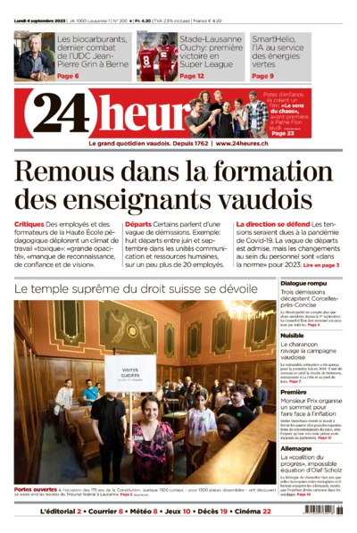 Dernière édition du journal 24 heures