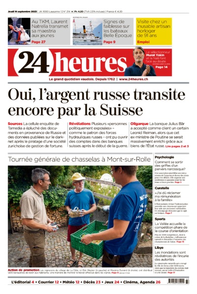 Dernière édition du journal 24 heures