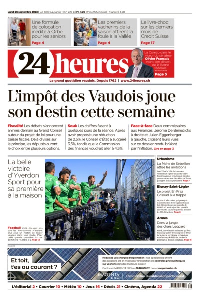 Dernière édition du journal 24 heures