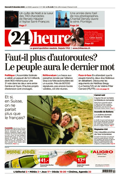 Dernière édition du journal 24 heures
