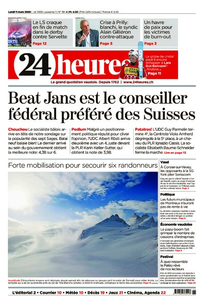 Dernière édition du journal 24 heures