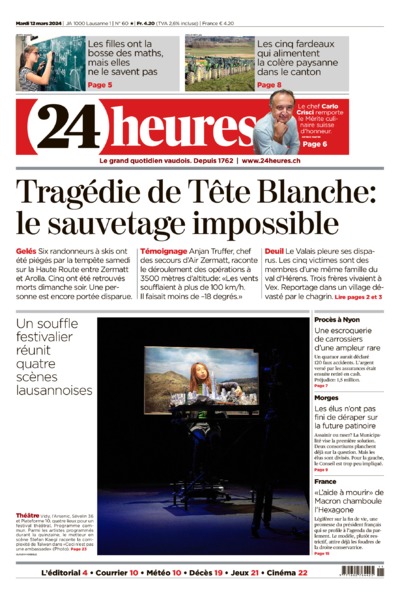 Dernière édition du journal 24 heures