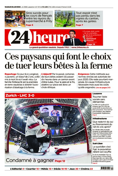 Dernière édition du journal 24 heures