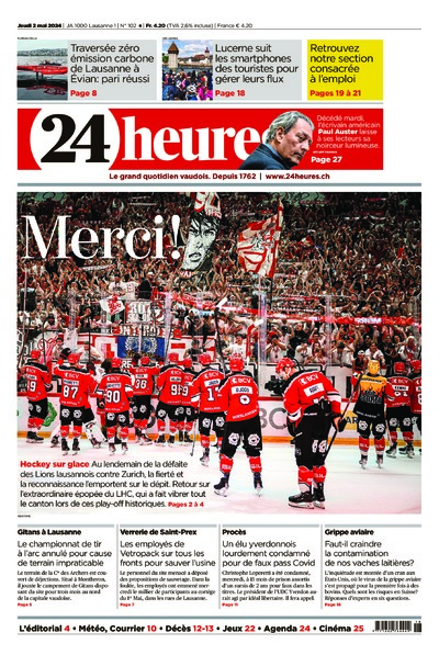 Dernière édition du journal 24 heures