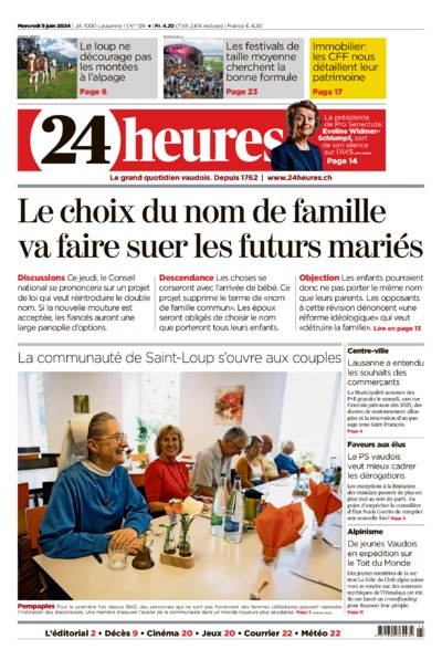 Dernière édition du journal 24 heures