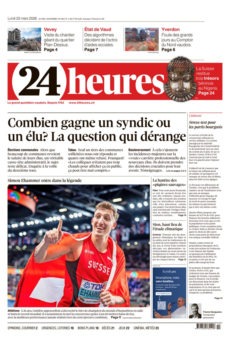 Dernière édition du journal 24 heures